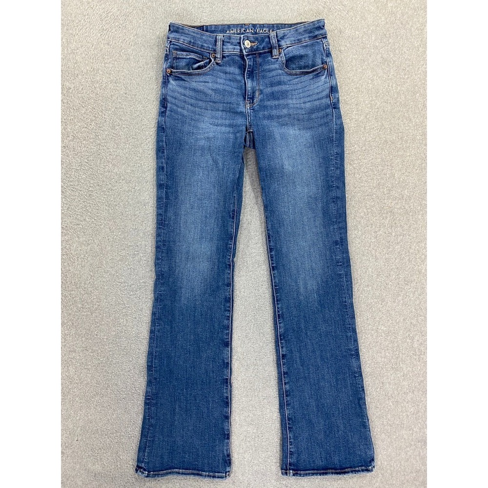American Eagle Kick Boot Jeans Womens 6 Long Blue‎ Stretch Medium Wash Denim